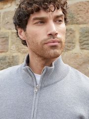 Threadbare Grey Cotton Blend Knitted Quarter Zip Jumper - Image 4 of 4