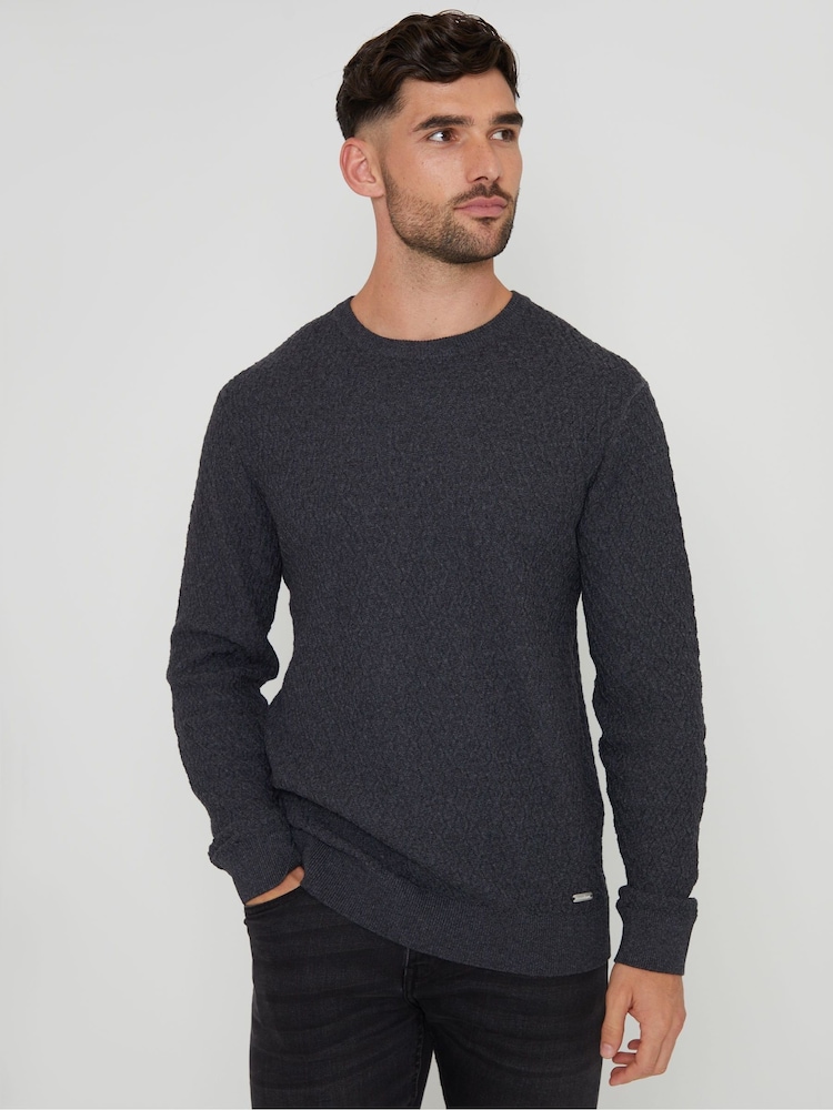 Threadbare Grey Mini Cable Knit Crew Neck Jumper - Image 1 of 4