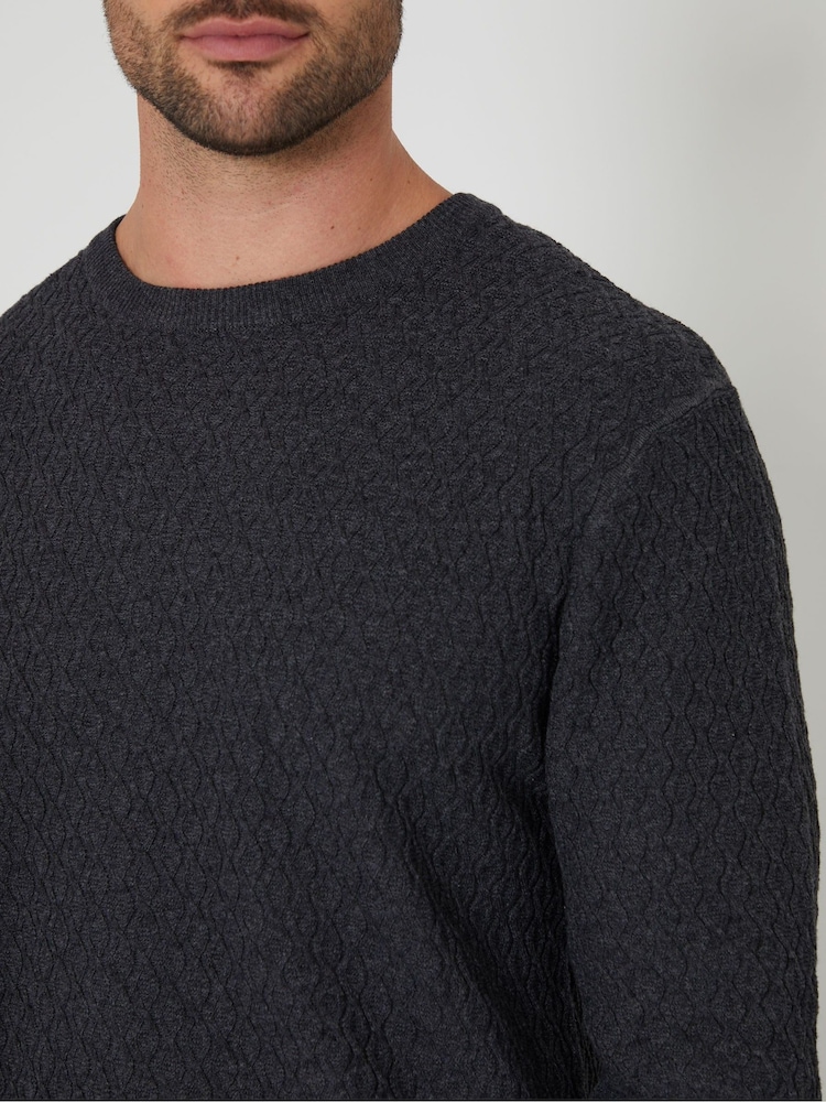 Threadbare Grey Mini Cable Knit Crew Neck Jumper - Image 4 of 4