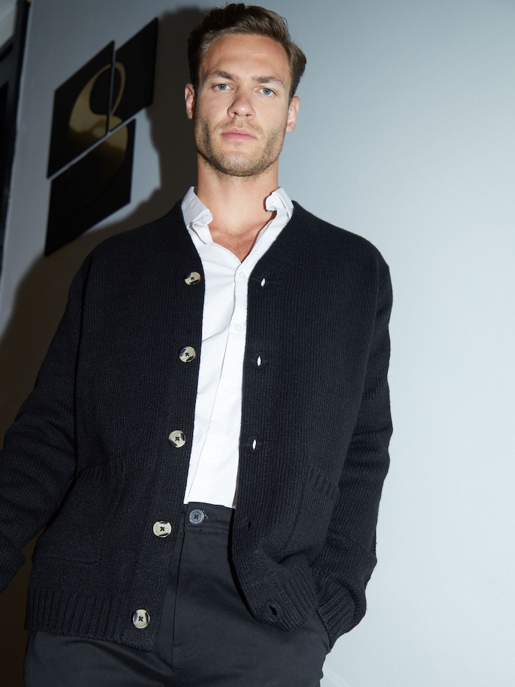 črna - Threadbare Knitted V-Neck Cardigan With Wool - Slika 2 iz 4