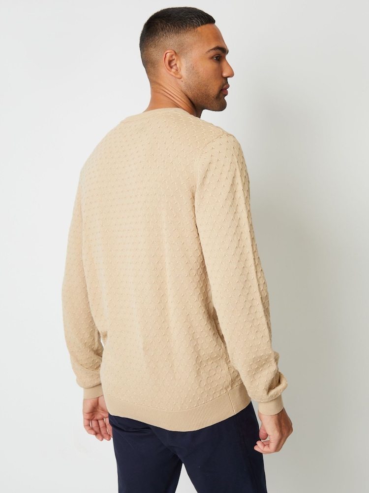 Threadbare Stone Mini Cable Textured Knit Crew Neck 100% Cotton Jumper - Image 2 of 4 Threadbare Stone Mini Cable Textured Knit Crew Neck 100% Cotton Jumper - Image 2 of 4