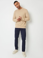 Threadbare Stone Mini Cable Textured Knit Crew Neck 100% Cotton Jumper - Image 3 of 4