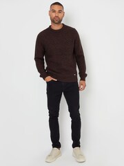 Threadbare Brown Textured Knit Crew Neck Jumper - Image 2 of 4