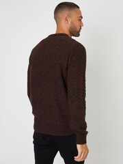 Threadbare Brown Textured Knit Crew Neck Jumper - Image 3 of 4