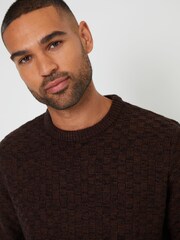 Threadbare Brown Textured Knit Crew Neck Jumper - Image 4 of 4