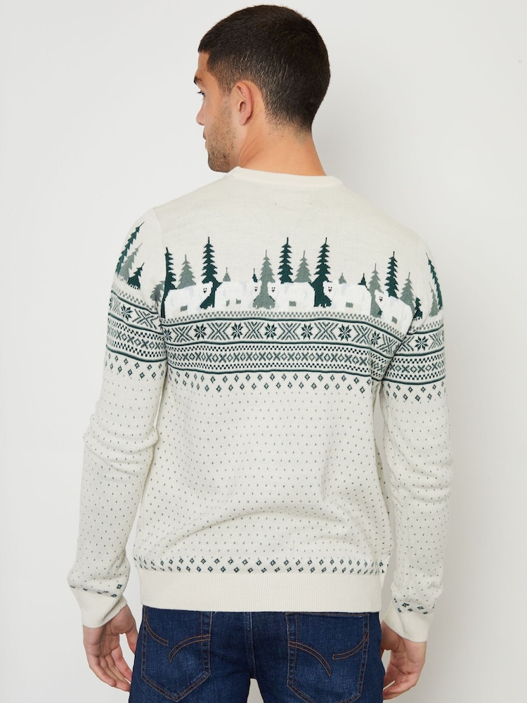 Threadbare Dark Grey Crew Neck Fairisle Pattern Christmas Jumper - Image 2 of 4