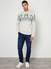 Threadbare Dark Grey Crew Neck Fairisle Pattern Christmas Jumper - Image 3 of 4