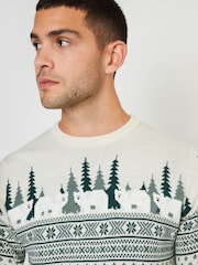 Threadbare Dark Grey Crew Neck Fairisle Pattern Christmas Jumper - Image 4 of 4