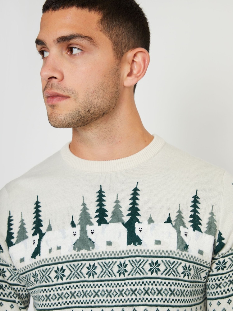 Threadbare Dark Grey Crew Neck Fairisle Pattern Christmas Jumper - Image 4 of 4