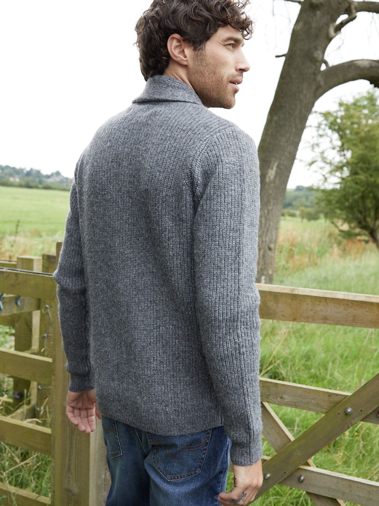 Threadbare Grey Shawl Collar Cardigan - Image 3 of 4
