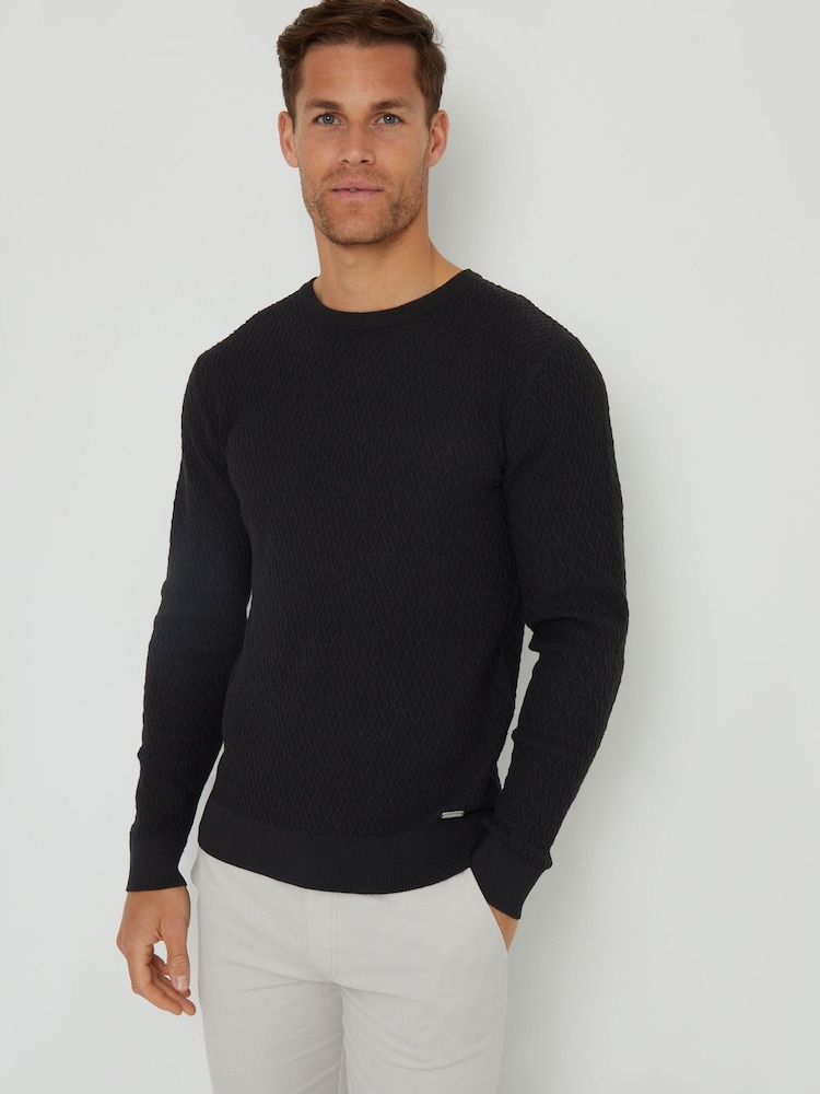 Threadbare Black Mini Cable Knit Crew Neck Jumper - Image 1 of 4