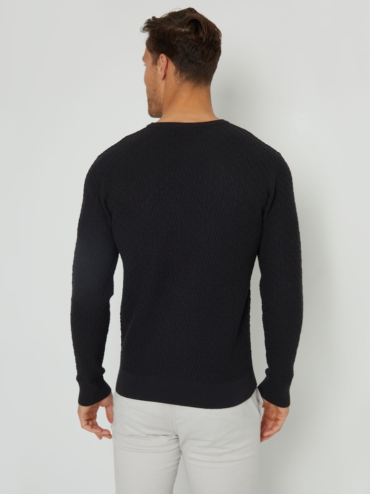 Threadbare Black Mini Cable Knit Crew Neck Jumper - Image 2 of 4