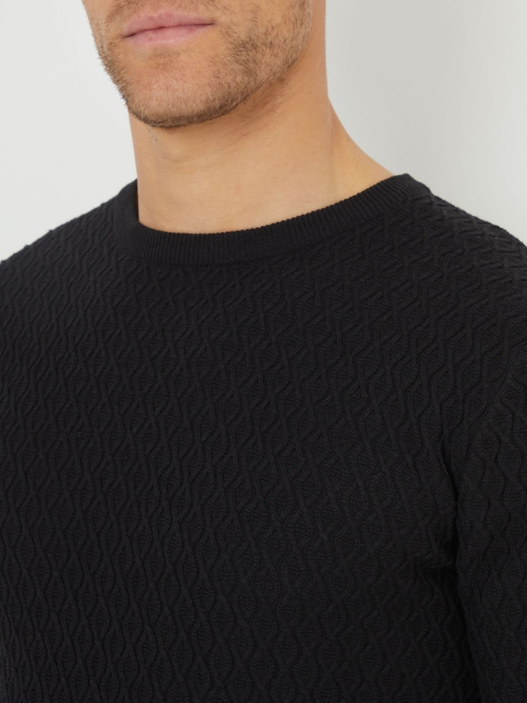 Threadbare Black Mini Cable Knit Crew Neck Jumper - Image 4 of 4