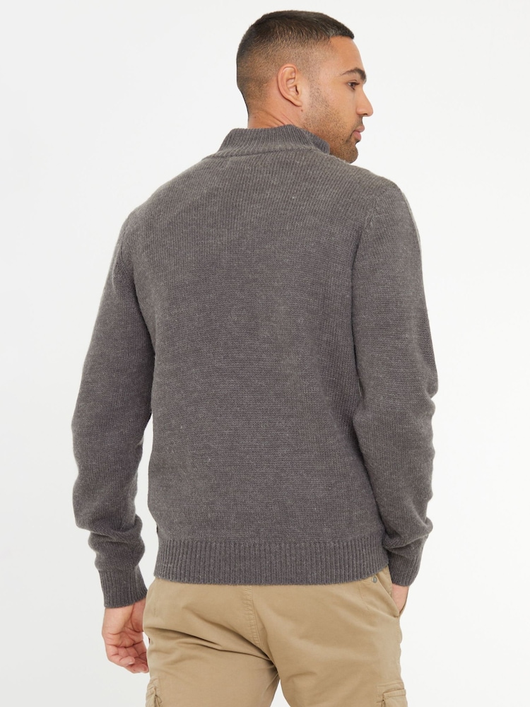 Threadbare Grey Button Up Funnel Neck Jumper - Image 2 of 4 Threadbare Grey Button Up Funnel Neck Jumper - Image 2 of 4