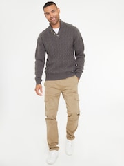 Threadbare Grey Button Up Funnel Neck Jumper - Image 3 of 4