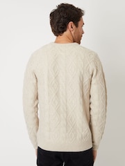 Threadbare Neutral Cable Knit Crew Neck Jumper - Image 2 of 4