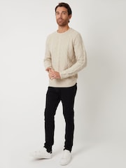 Threadbare Neutral Cable Knit Crew Neck Jumper - Image 3 of 4