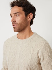 Threadbare Neutral Cable Knit Crew Neck Jumper - Image 4 of 4