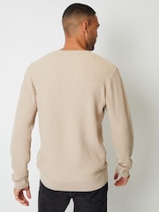 Threadbare Stone Mini Cable Knit Crew Neck Jumper - Image 2 of 4