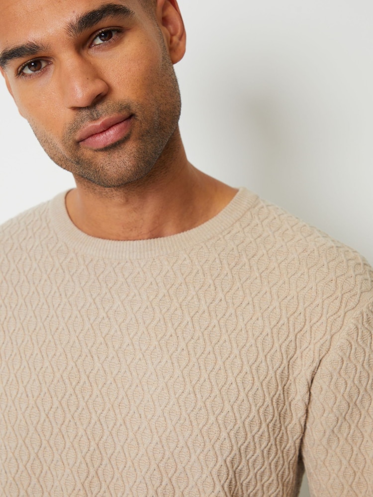Threadbare Stone Mini Cable Knit Crew Neck Jumper - Image 4 of 4