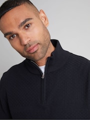 Threadbare Black Long Sleeve Textured Knitted Quarter Zip Jumper - Image 3 of 4