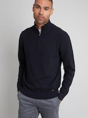 Threadbare Black Long Sleeve Textured Knitted Quarter Zip Jumper - Image 4 of 4