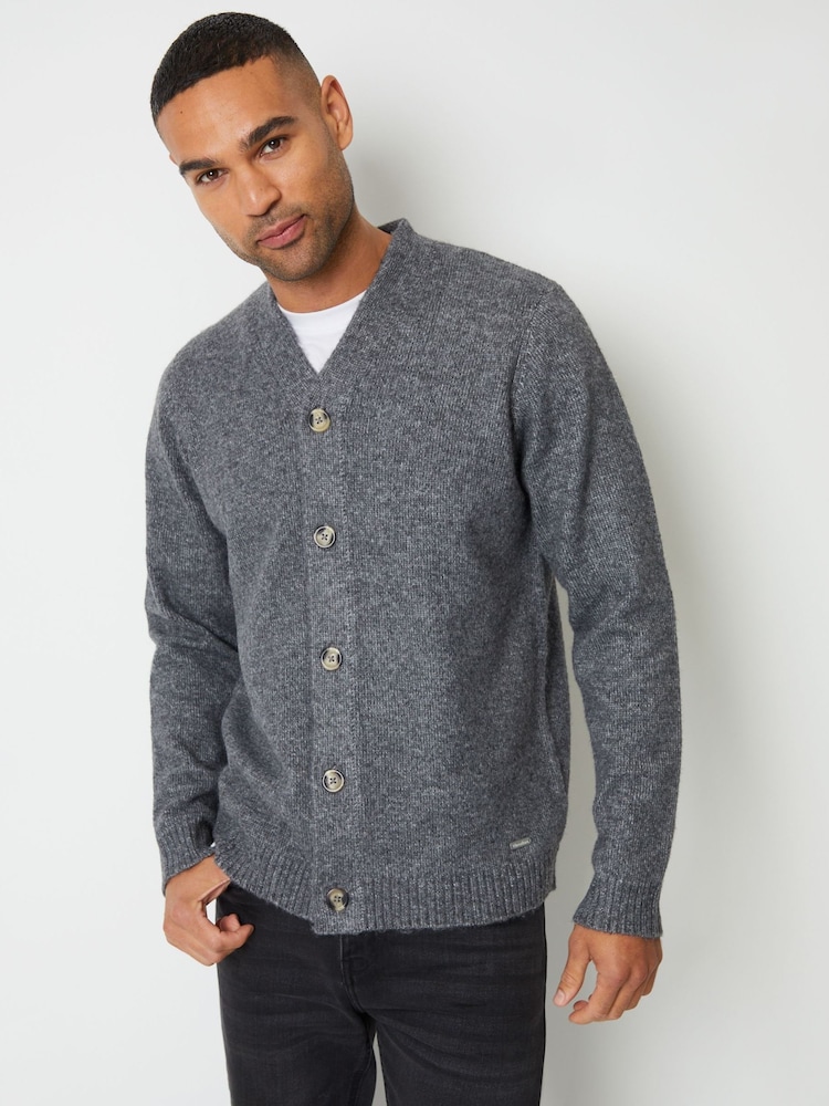 Threadbare Grey Knitted Button Up Cardigan - Image 1 of 4 Threadbare Grey Knitted Button Up Cardigan - Image 1 of 4