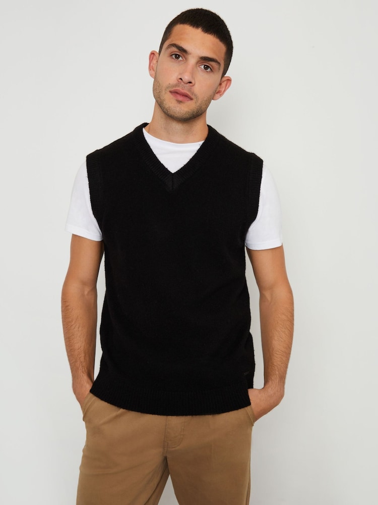 Threadbare Black V-Neck Knitted Vest - Image 1 of 5