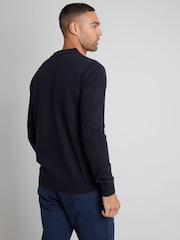 Threadbare Navy Blue Long Sleeve Knitted Polo Jumper - Image 3 of 4
