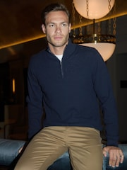 Threadbare Blue Mini Cable Knit Quarter Zip Jumper - Image 1 of 4