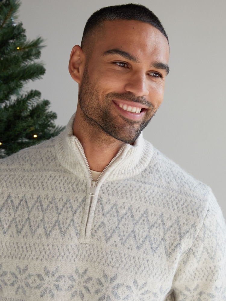 Threadbare Узор фэр-айл Quarter Zip Рождество джемпер - Image 4 of 4 Threadbare Узор фэр-айл Quarter Zip Рождество джемпер - Image 4 of 4