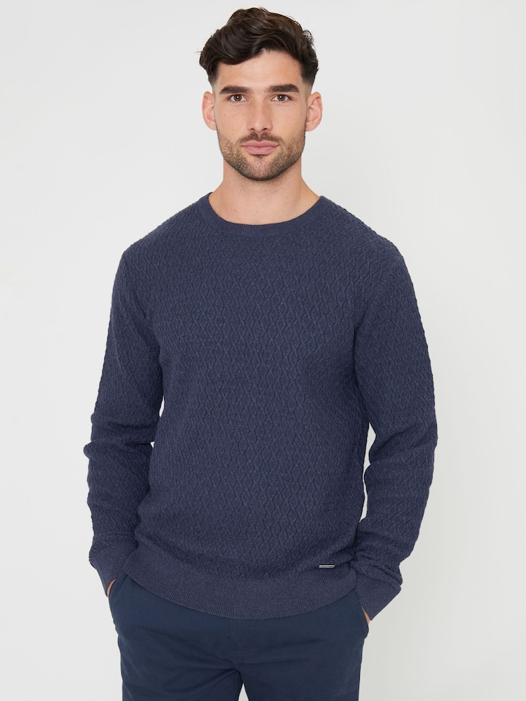 Threadbare Blue Mini Cable Knit Crew Neck Jumper - Image 1 of 4