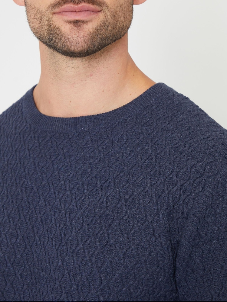 Threadbare Blue Mini Cable Knit Crew Neck Jumper - Image 4 of 4