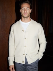 Threadbare Neutral Knitted V-Neck Cardigan With Wool - Image 1 of 4