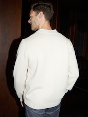 Threadbare Neutral Knitted V-Neck Cardigan With Wool - Image 2 of 4