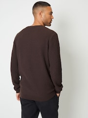 Threadbare Chocolate Mini Cable Knit Crew Neck Jumper - Image 2 of 4