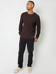 Threadbare Chocolate Mini Cable Knit Crew Neck Jumper - Image 3 of 4