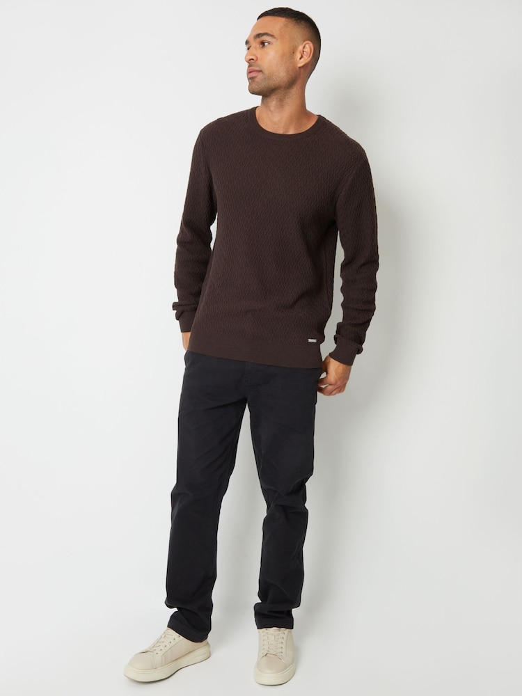 Шоколад - Threadbare Mini Cable Knit круглий виріз джемпери - Image 3 of 4