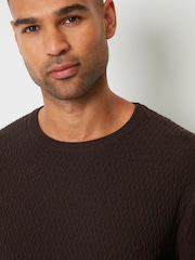 Threadbare Chocolate Mini Cable Knit Crew Neck Jumper - Image 4 of 4