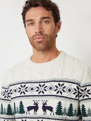 Threadbare Light Brown Crew Neck Fairisle Pattern Christmas Jumper - Image 4 of 5
