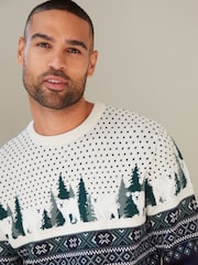 Threadbare Blue Crew Neck Fairisle Pattern Christmas Jumper - Image 4 of 4