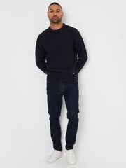 Threadbare Blue Textured Knit Crew Neck Jumper - Image 3 of 4