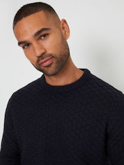 Threadbare Blue Textured Knit Crew Neck Jumper - Image 4 of 4