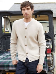 Threadbare Brown Button Up Patch Pocket Knitted Cardigan - Image 1 of 4