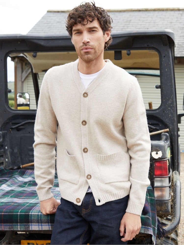 Threadbare Brown Button Up Patch Pocket Knitted Cardigan - Image 1 of 4