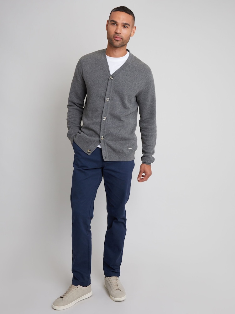 Gri - Threadbare Blend tricotat de bumbac Cardigan - Image 3 of 4