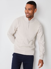 Threadbare Brown Mini Cable Knit Quarter Zip Jumper - Image 2 of 5