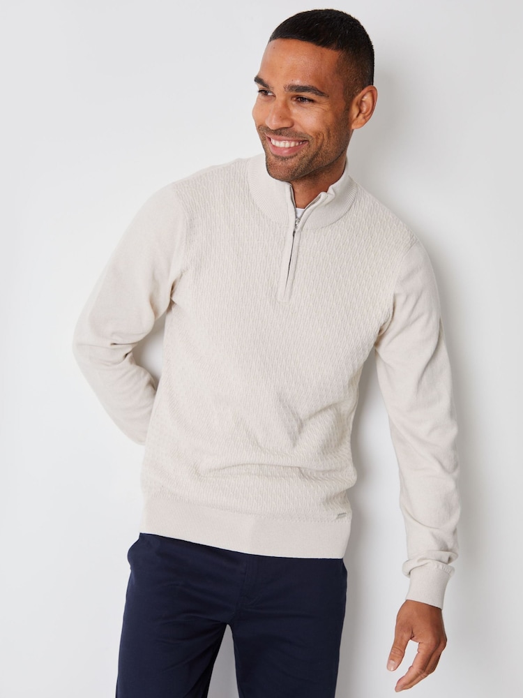 Threadbare Brown Mini Cable Knit Quarter Zip Jumper - Image 2 of 5