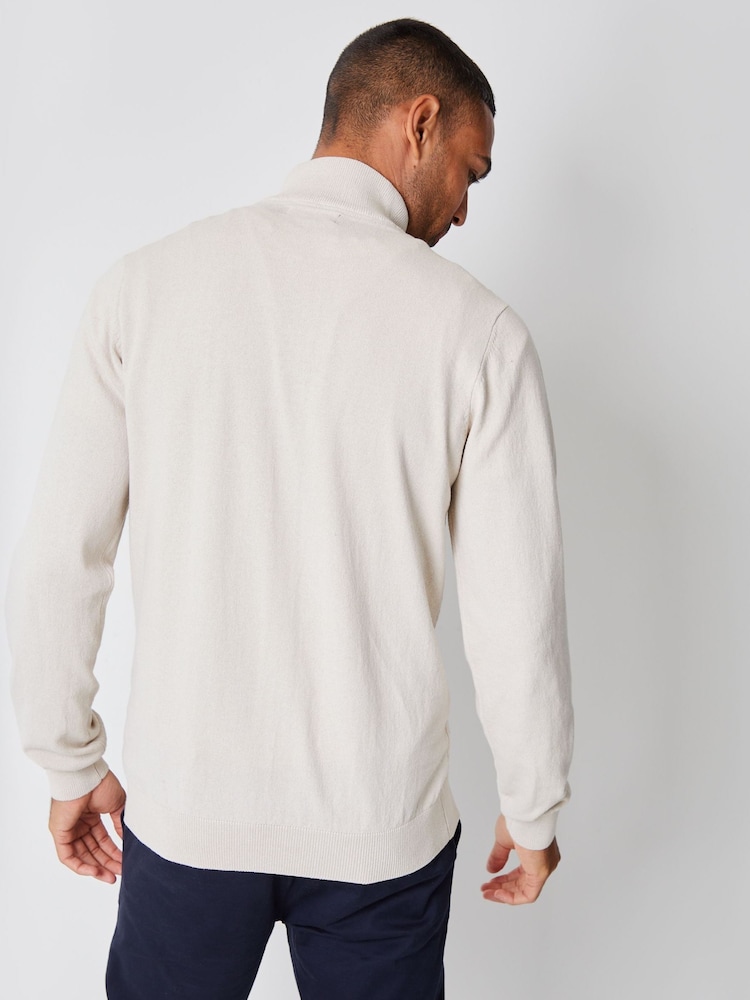 Threadbare Brown Mini Cable Knit Quarter Zip Jumper - Image 3 of 5