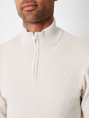 Threadbare Brown Mini Cable Knit Quarter Zip Jumper - Image 4 of 5